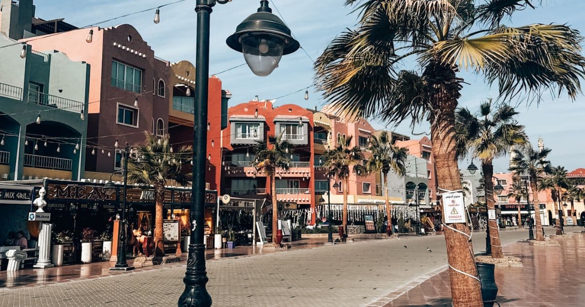 Walking around Hurghada city exploring marina, mosques, and local attractions